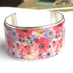 Wide Floral Silicone Design Bracelet 1.5"